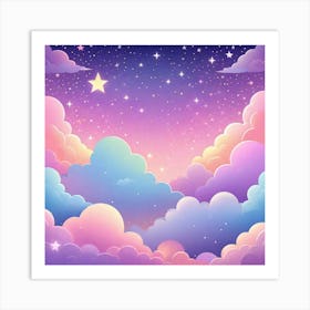 Sky With Twinkling Stars In Pastel Colors Square Composition 157 Art Print