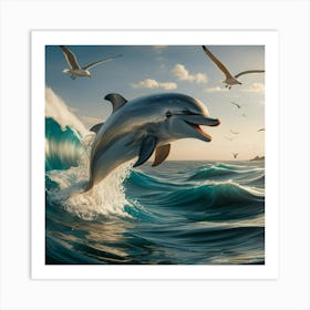 Dolphin In The Ocean Art Print