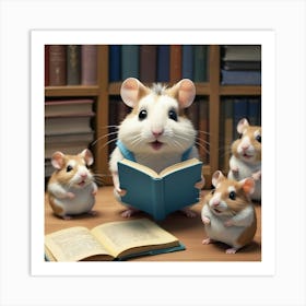 Reading Hamsters Art Print