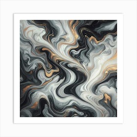 Black And Gold Abstract Painting 2 Art Print