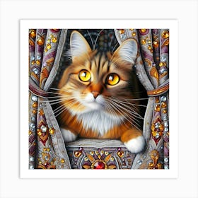 Cat In The Window 5 Art Print