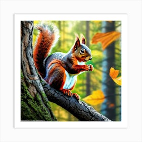 Squirrel In The Forest 412 Art Print