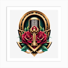 Roses And Microphone 2 Art Print