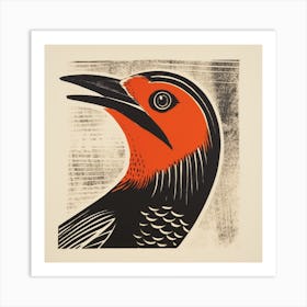 Retro Bird Lithograph Woodpecker 1 Art Print