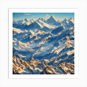 Aerial View Of Snowy Mountains Art Print