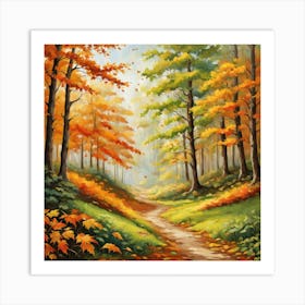 Forest In Autumn In Minimalist Style Square Composition 30 Art Print