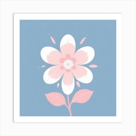 A White And Pink Flower In Minimalist Style Square Composition 562 Art Print