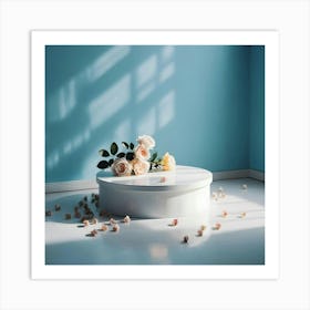 White Vase With Roses 1 Art Print