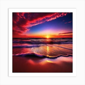 Sunset On The Beach 205 Art Print