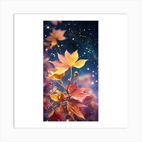 Autumn Leaves On A Branch Art Print