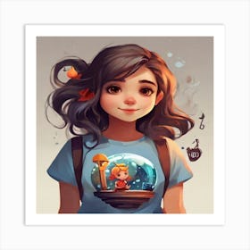 Girl With A Snow Globe Art Print