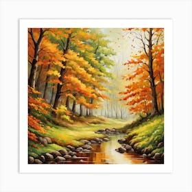 Forest In Autumn In Minimalist Style Square Composition 324 Art Print