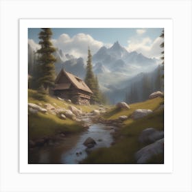 Cabin In The Mountains 10 Art Print