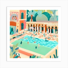 Romantic summer in pool Art Print