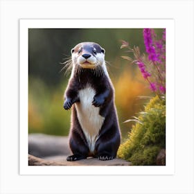 White & Black Otter Art Print