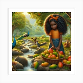 Enjoying mango season Art Print