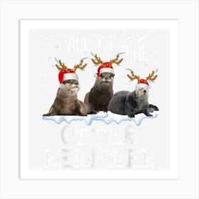 Otter Reindeer Deer Antler Funny Christmas Xmas Art Print