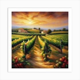 Sunset In The Vineyard 2 Art Print