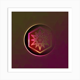 Geometric Neon Glyph on Jewel Tone Triangle Pattern 424 Art Print