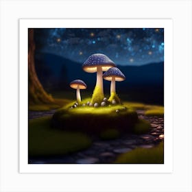 Glowing Mushrooms 6 Art Print