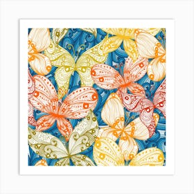 Hand Drawn Butterfly Pattern 03 Art Print