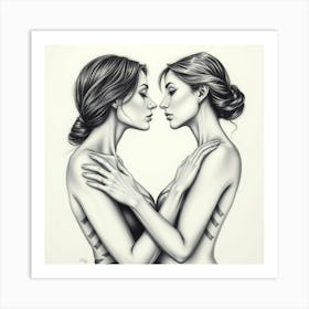 Two Women Kissing 3 Art Print