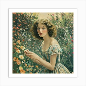 Girl In A Garden 22 Art Print