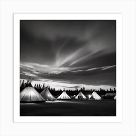 Teepees At Night 12 Art Print