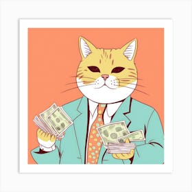 Cat In Business Suit Art Print