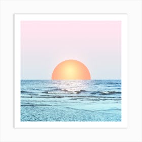Sunset In The Sea 1 Square Art Print