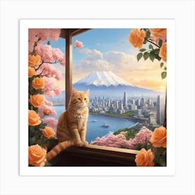 Cat In The Window Art Print