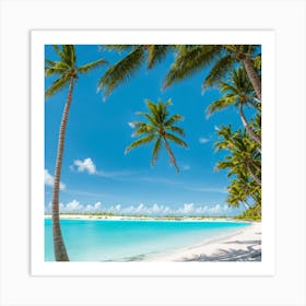 Palm Trees On The Beach Art Print