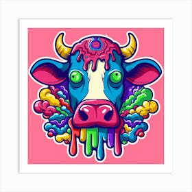 Psychedelic Cow Art Print