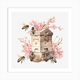 Bees And Blossoms Art Print