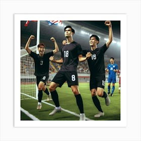 Soccer Players Celebrating A Goal Art Print