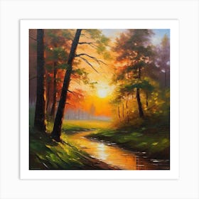 Sunset In The Forest 52 Art Print