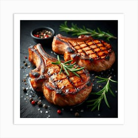 Grilled Pork Chops Art Print