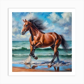 Horse On The Beach 2 Art Print