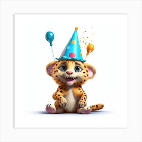 Birthday Cheetah 1 Art Print