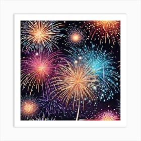 Fireworks Seamless Pattern 4 Art Print