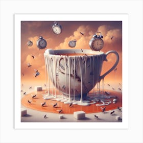 Inspired by Salvador Dalí's melting clocks and dreamscapes Art Print