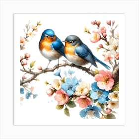 Birds On A Branch Art Print