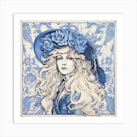 Stevie Nicks Delft Tile Illustration 2 Art Print