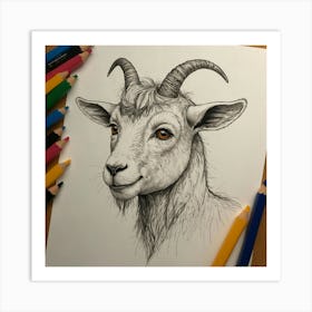 Goat Drawing 9 Art Print