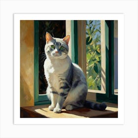 Cat In Window Art Print