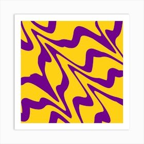 Purple And Yellow Wavy Pattern Art Print