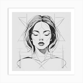 Geometric Portrait Of A Woman Art Print