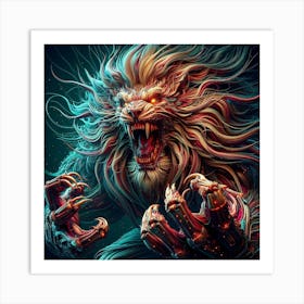 Lion With Claws Art Print