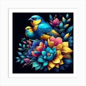 Birds And Flowers 4 Art Print