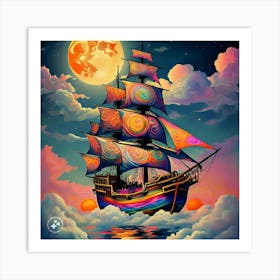 Psychedelic Ship Art Print